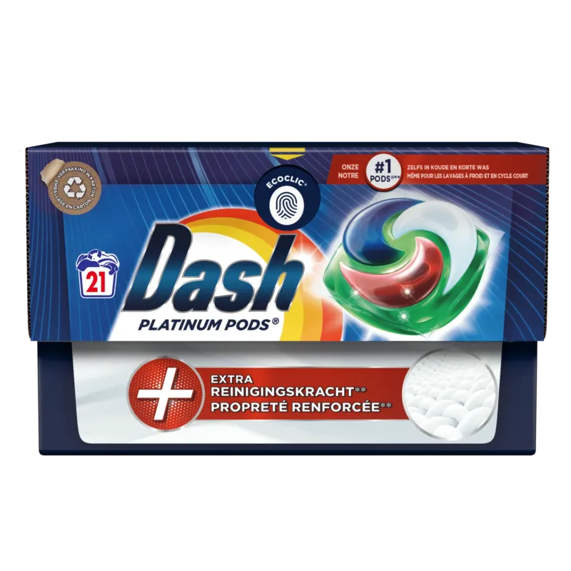 Dash Platinum Pods +Vlekverwijderingskracht - Wasmiddel - 21 Wasbeurten
