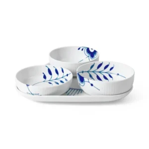 Royal Copenhagen Blau Mega Gerippt Servierset, 4-teilig