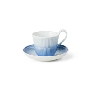 Royal Copenhagen Iris, Højhankskop mit Untertasse 25 cl, Blau