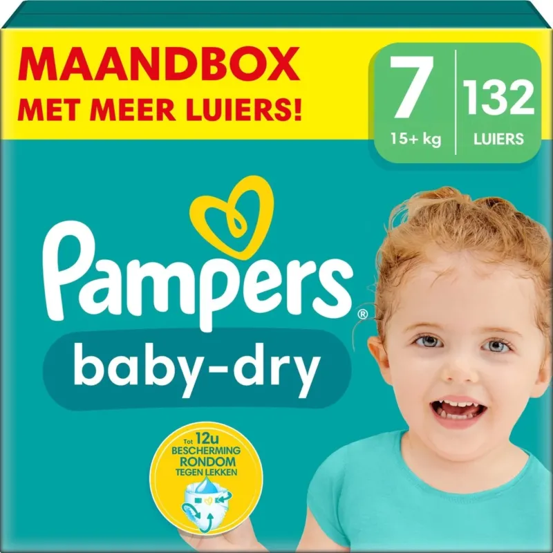 Pampers Baby-Dry - Maat 7 (15kg+) - 132 Luiers - Verpakking beschadigd