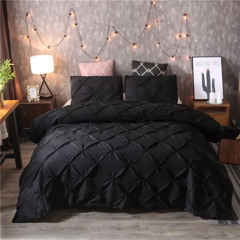 Pinch Pleat Duvet Cover Set Diamond Pattern Bedding Collection - Product showcase