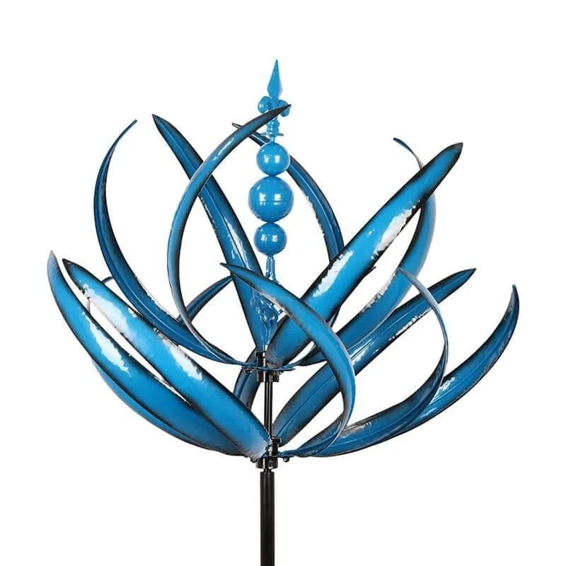 Kinetic Wind Spinner Blue Metal Garden Art - Product showcase