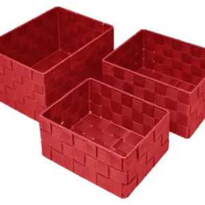 Badezimmer Körbchen Set eckig in Rot 3er