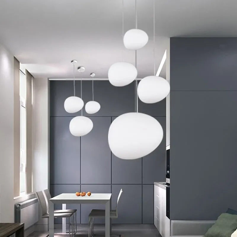 Modern Glass Pendant Light Floating Pebble Design - Product showcase