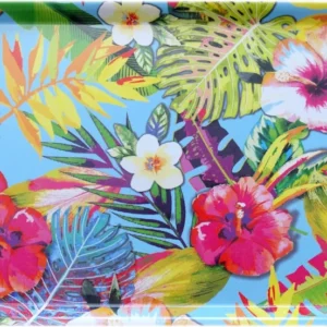 Kunststoff Esstablett Muster: Tropical, Großes Servicetablett italienisch, Kaffeetablett rechteckig 45x31 cm