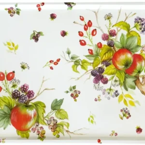 Küchentablett groß 54x35 cm, Tablett rechteckig für die Küche, Druck: Brombeeren