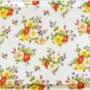 Serviertablett bunt mit Wildrosen Druck, Küchentablett für Kaffee, Frühstück und Garten 45x31 cm