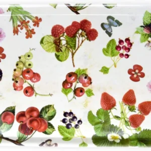 Eckiges Desserttablett Mediterran, Serviertablett aus Melamin, Design: Waldbeeren, Tablett Größe: 38x26 cm