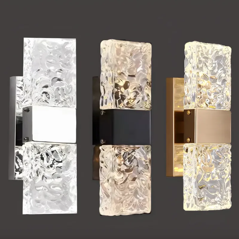 Modern Crystal Wall Light Textured Glass LED Sconce - Product showcase