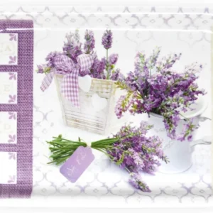 Partytablett Klein, Rechteckiges Melamintablett 31x23 cm, Design: Lavendeltraum, Buntes Frühstückstablett