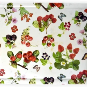 Sandwichtablett XXL, Käsetablett Rechteckig, Druck: Waldbeeren, Buntes Melamintablett, Format: 50x37 cm