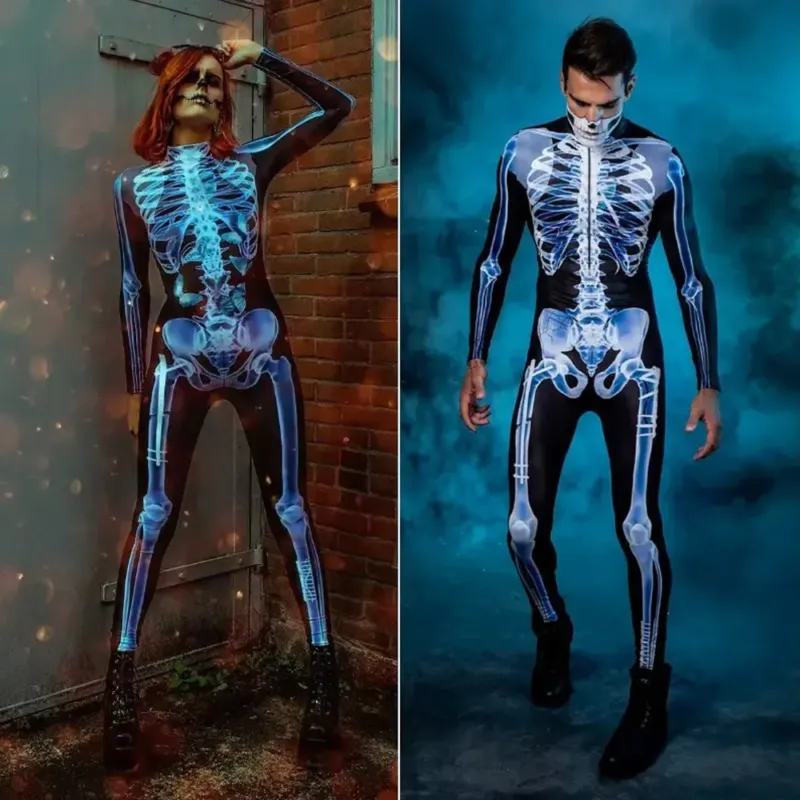 Skelett Ganzkörperanzug mit Röntgen Motiv – Halloween Kostüm Bodysuit