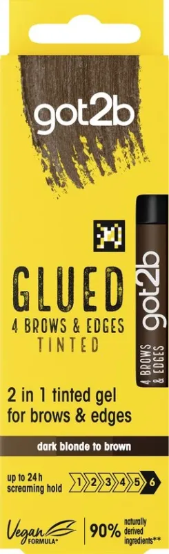 Got2b Glued 2-in-1 Brows & Edges Donkerbruin – Getinte Wenkbrauwgel & Haarlijn Gel - Verpakking beschadigd