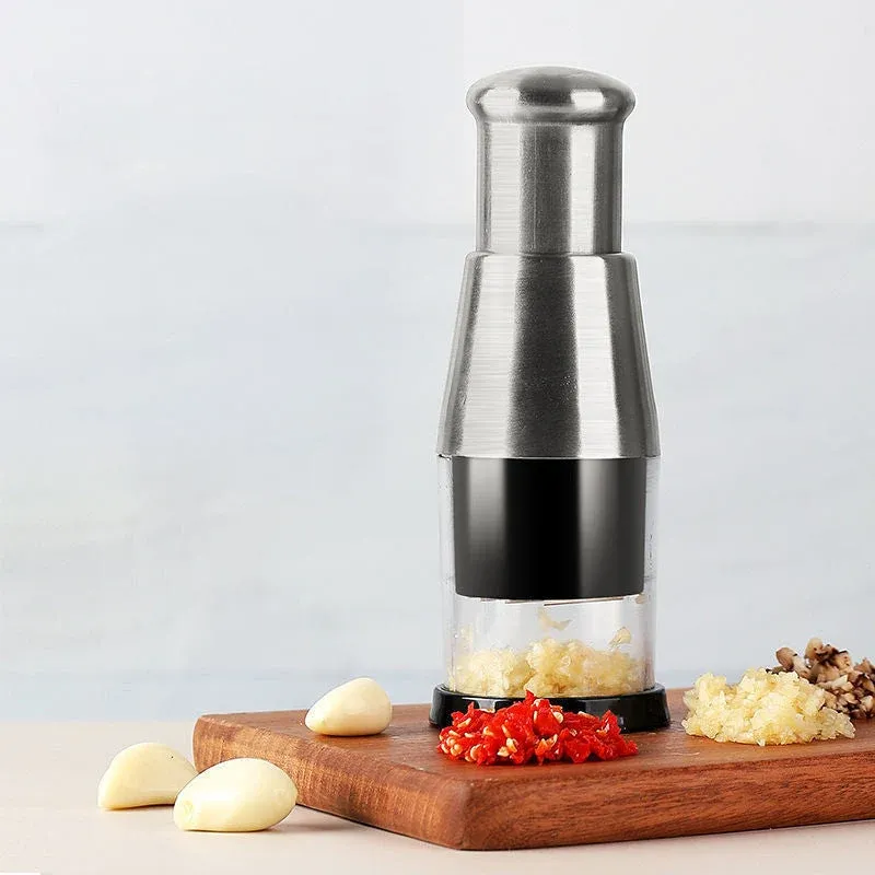 Stainless Steel Garlic Press Quick Crush Manual Kitchen Tool - Product showcase