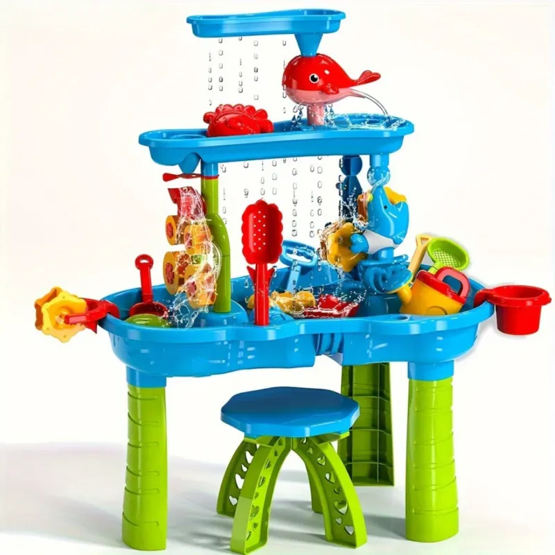 Kids Sand Water Table Interactive Play Station With 15 Accessories - Detailed view