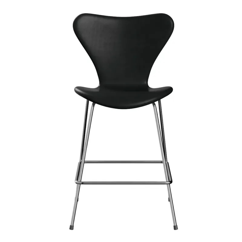 Fritz Hansen - 3187 niedriger Barhocker, vollgepolstert in Grace Leder