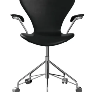 Fritz Hansen - 3217 Bürostuhl mit Armlehnen, vollgepolstert in Grace Leder