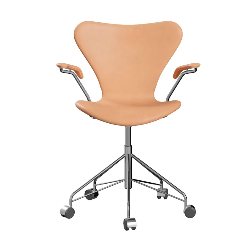 Fritz Hansen - 3217 Bürostuhl mit Armlehnen, vollgepolstert in Naturleder