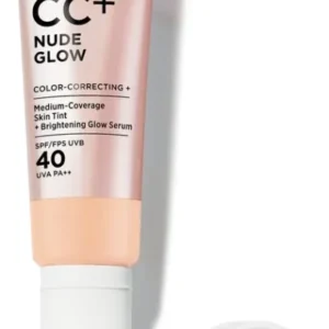IT Cosmetics Your Skin But Better CC+ Nude Glow SPF40 Foundation - Lichte Textuur - Glow Serum met 2% Niacinamide, Hyaluronzuur, Groene thee-extract en SPF 40 - Light Medium - 32ml