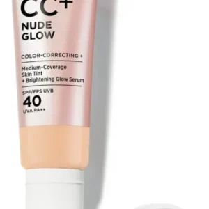 IT Cosmetics Your Skin But Better CC+ Nude Glow SPF40 Foundation - Lichte Textuur - Glow Serum met 2% Niacinamide, Hyaluronzuur, Groene thee-extract en SPF 40 - Medium - 32ml