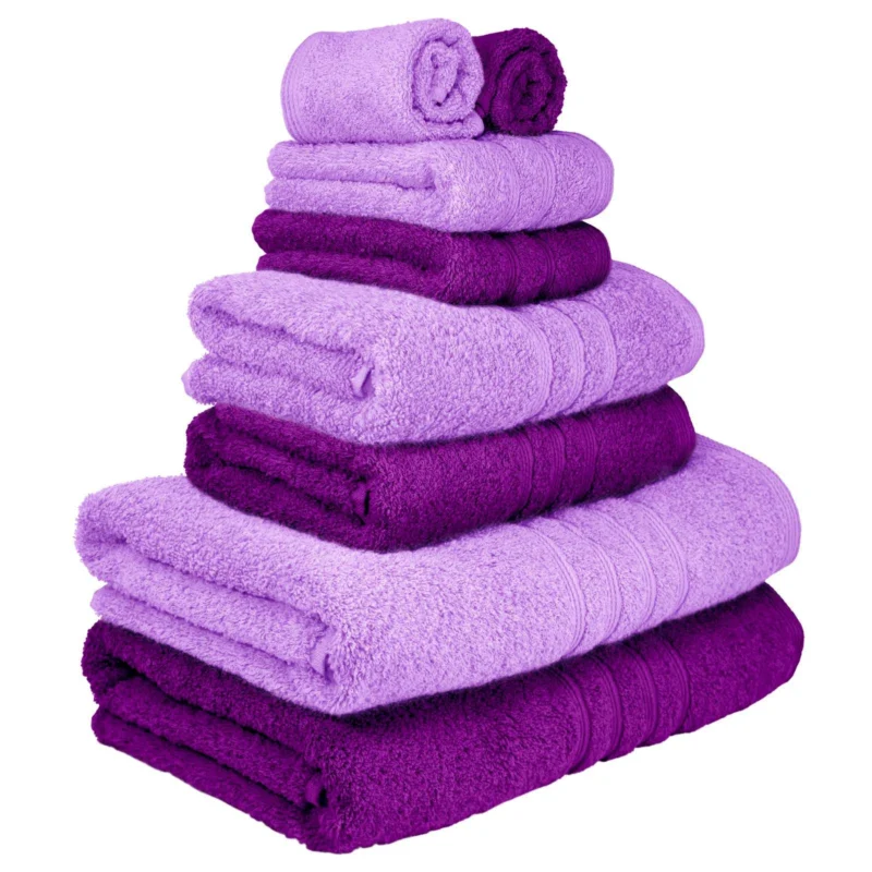 8 teiliges Frottee Handtuchset Flieder - Aubergine