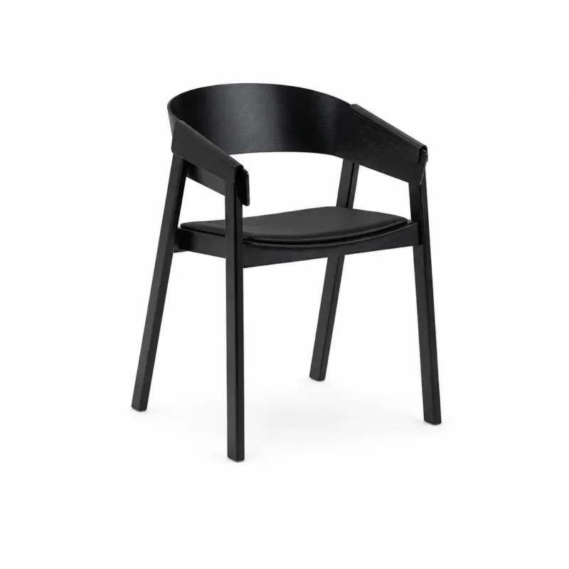 Cover Armchair, schwarz mit Leder von Muuto