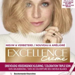 L'Oréal Paris Excellence Crème 8.13 - Licht beige blond - Permanente Kleuring - 100% grijsdekking - gelijkmatige kleur - Haarverf- Verpakking beschadigd