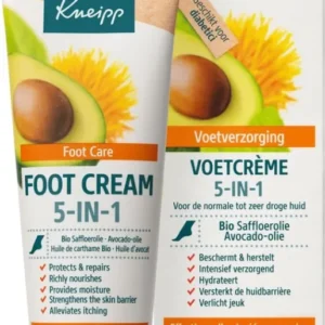 Kneipp Voetcrème 5-in-1 - Verlicht jeuk - Beschermt, hydrateert en herstelt de voeten - 75 ml - Verpakking beschadigd