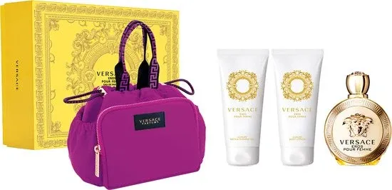 Versace Eros pour Femme Giftset - 100 ml eau de parfum spray + 100 ml showergel + 100 ml bodylotion + toilettas - cadeauset voor dames