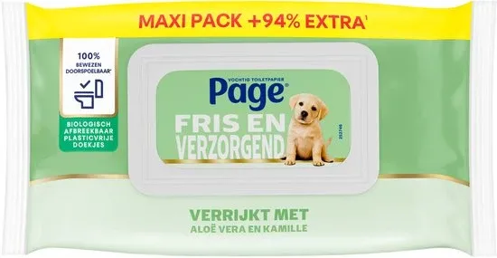 Page vochtig toiletpapier - 74 stuks - Aloë Vera