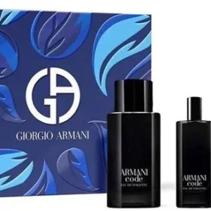 Armani Code Homme Giftset - 75 ml refillable eau de toilette spray + 15 ml eau de toilette tasspray + 75 g deostick - cadeauset voor heren