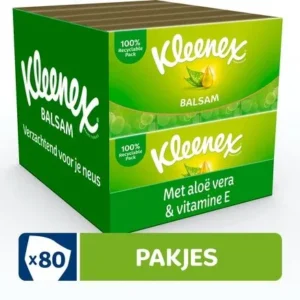Kleenex zakdoekjes - Balsam - Voordeelbox - 8 pakjes x 10 stuks - 80 zakdoekjes