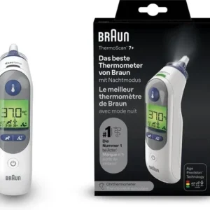 Braun Thermoscan 7+ Oorthermometer met nachtmodus - accessoires inbegrepen