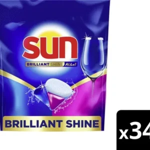 Sun - Vaatwascapsules - Brilliant Shine - All-in 1 - een capsule met Active Oxygen+ - 34 Vaatwastabletten