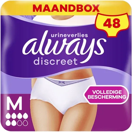 Always Discreet Broekjes Voor Urineverlies Dames, M, 4x12 = 48 Broekjes voordeelbox