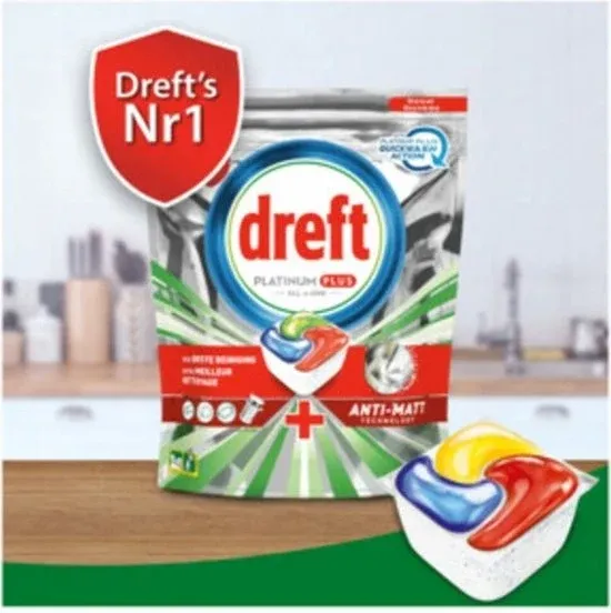 Dreft Platinum Plus All In One Vaatwastabletten Deep Clean Citroen 33 tabs