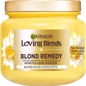 Garnier Loving Blends - Verhelderend, Glansgevend & Herstellend Haarmasker - Sun-Kissed Chamomile & Bloemenhoning - Kamille - 340 ml