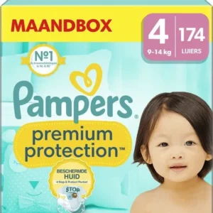 Pampers Premium Protection - Maat 4 (9kg-14kg) - 174 Luiers - Verpakking beschadigd