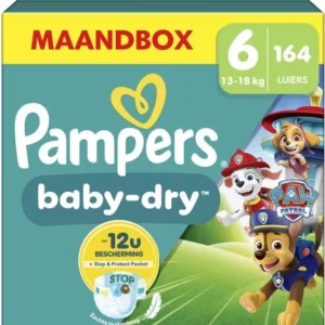 Pampers Baby-Dry - Paw Patrol-editie - Maat 6 (13kg-18kg) - 164 Luiers - Verpakking beschadigd