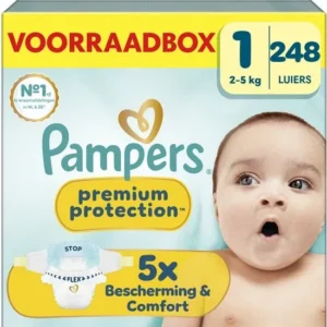 Pampers Premium Protection Maat 1 - 248 Luiers - 2kg-5kg - Voorraadbox