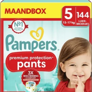 Pampers Premium Protection Pants - Maat 5 (12kg-17kg) - 144 Luiers - Maandbox - Verpakking beschadigd