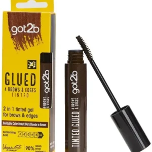 Got2b Glued 2-in-1 Brows & Edges Donkerbruin – Getinte Wenkbrauwgel & Haarlijn Gel – Brow Gel met Kleur – Parfumvrij - 16ml
