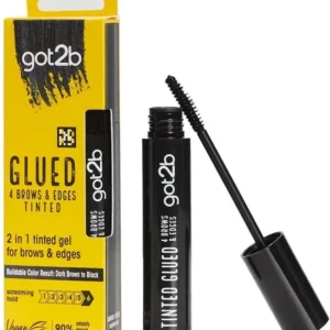 Got2b Glued 2-in-1 Brows & Edges Zwart – Getinte Wenkbrauwgel & Haarlijn Gel – Brow Gel met Kleur - 16ml