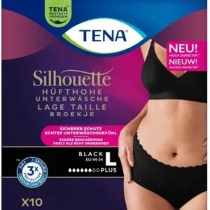 TENA Silhouette Plus - low waist incontinentiebroekjes - Zwart - L - 10 stuks