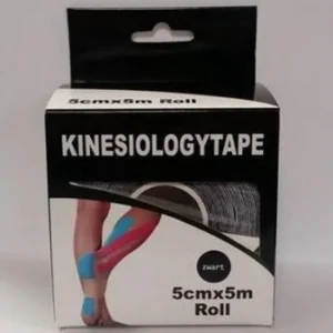 Kinesiologytape 5 cm Breed x 5 Meter lang Kleur Zwart