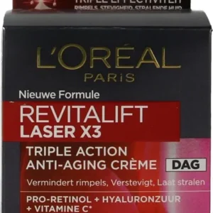 L’Oréal Paris Revitalift Laser X3 Dagcrème - Anti-Rimpel met Vitamine C, Hyaluronzuur & Pro-Retinol - 50ml - Verpakking beschadigd