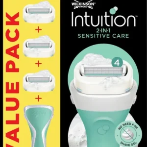 Wilkinson Sword Intuition 2-in-1 Sensitive Care - Scheermes - Voordeelverpakking - Navulmesjes 3 stuks - met Houder - Verpakking beschadigd