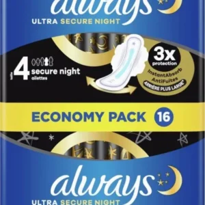 Always Ultra Secure Night Met Vleugels - 16 stuks - Maandverband