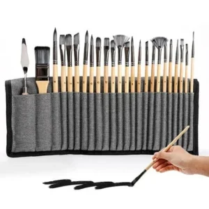 Pinselset 24-teilig mit Palette-Messer für Acryl, Aquarell & Öl