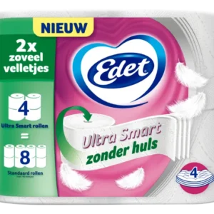 Edet Ultra Smart Toiletpapier zonder huls - 4 laags - 4 rollen - 280 vel per rol